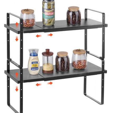 Adjustable 2-Tier Expandable Cabinet Shelf Organizer, Black