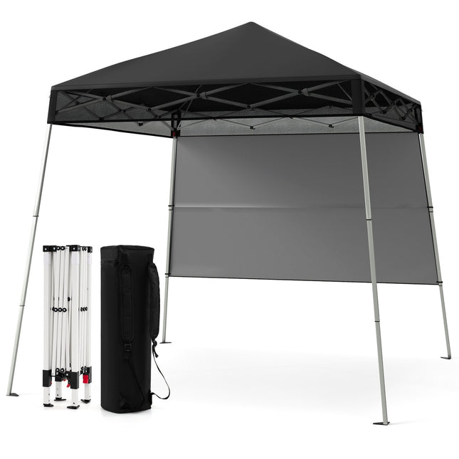 Foișor de tip pop-up ajustabil de 2x2m cu perete lateral, negru