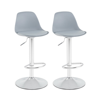 Scaune de bar reglabile, pivotante la 360 de grade, set de 2, gri