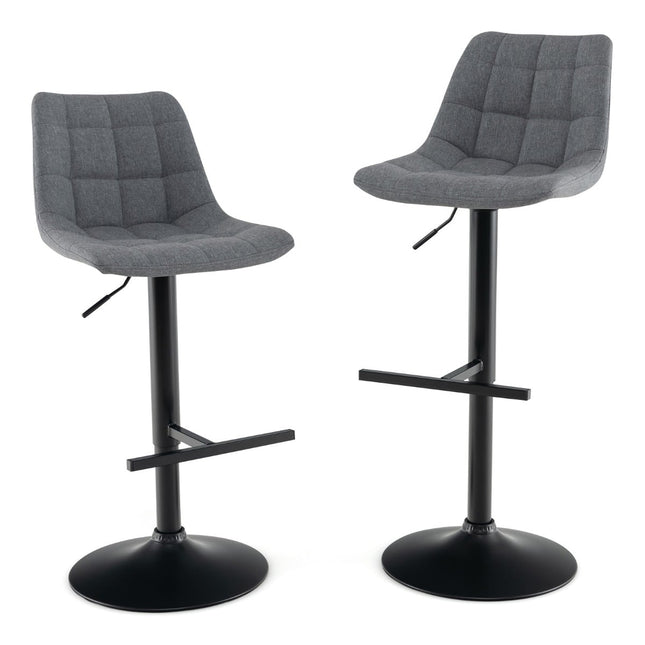Set de 2 scaune de bar reglabile, pivotante la 360°, gri