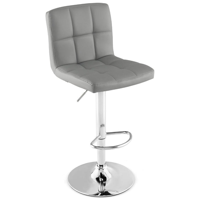 Scaun de bar reglabil, pivotant la 360°, din piele artificială, gri