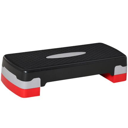 Stepping Board Aerobic Fitness 2 nivele reglabilă pe înălțime (10/20 cm), Stepper pentru bicicletă de exerciții, negru+gri+roșu, 68X28X15Cm