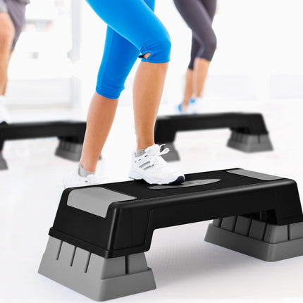 Stepper aerobic reglabil, 3 înălțimi, antiderapant, gri
