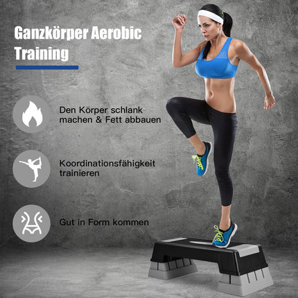 Stepper aerobic reglabil, 3 înălțimi, antiderapant, gri