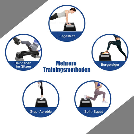 Stepper aerobic reglabil, 3 înălțimi, antiderapant, gri