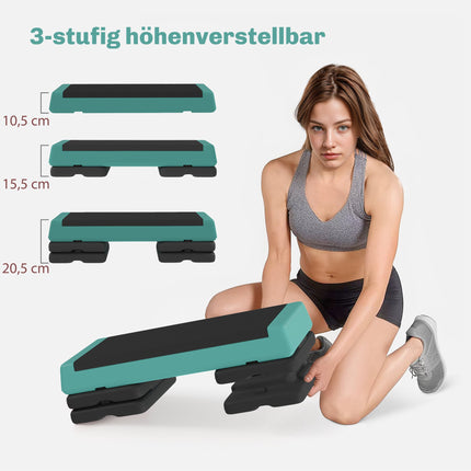 Stepper aerobic reglabil cu suprafață antiderapantă, verde