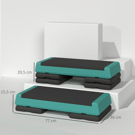 Stepper aerobic reglabil cu suprafață antiderapantă, verde