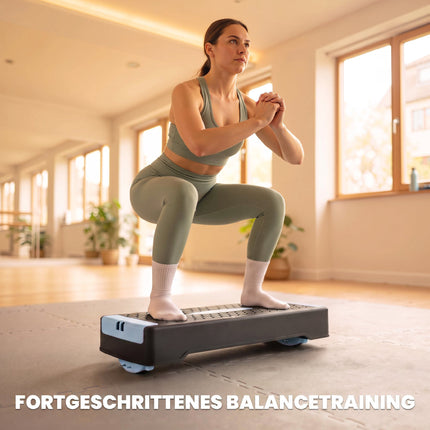 Stepper aerobic reglabil cu benzi de rezistență, albastru