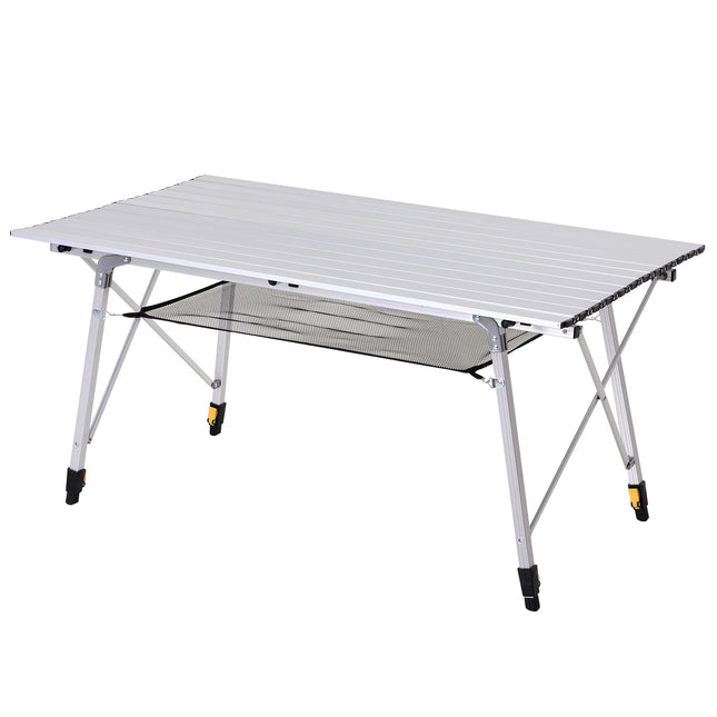 Masă de picnic pliabilă, reglabilă, din aluminiu, cu geantă de transport, 120x69 cm