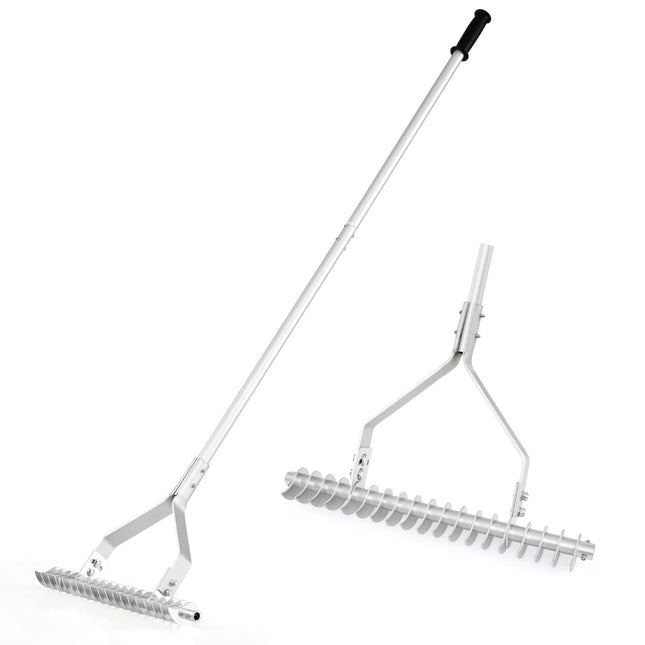 Greblă de grădină reglabilă din aluminiu, 50x178 cm, 19 dinți