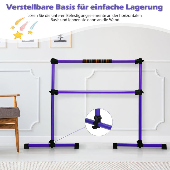 Bară de balet reglabilă - portabilă, anti-alunecare, 124,5 x 71 x 120 cm