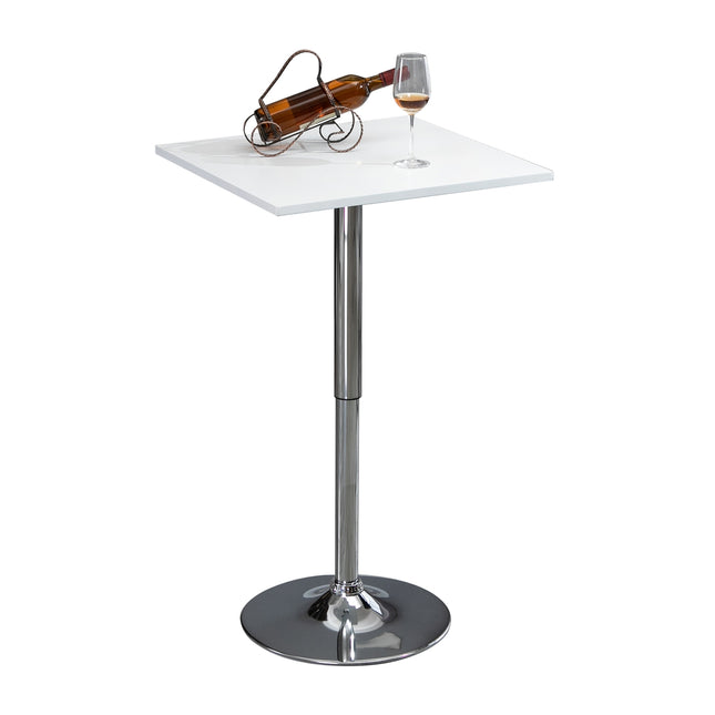 Masa de bar reglabila - Patrata, 69-91 cm, alb/argintiu