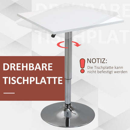 Masa de bar reglabila - Patrata, 69-91 cm, alb/argintiu