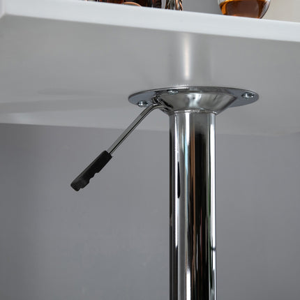 Masa de bar reglabila - Patrata, 69-91 cm, alb/argintiu
