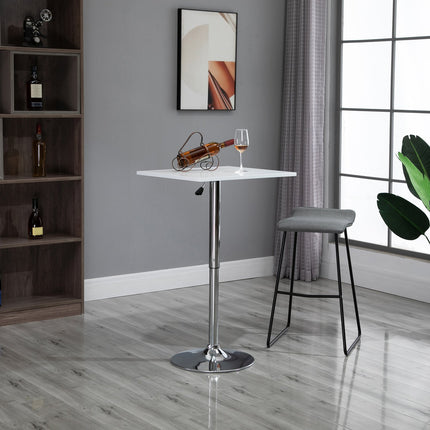 Masa de bar reglabila - Patrata, 69-91 cm, alb/argintiu
