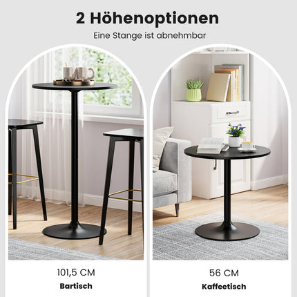 Set masă bistro reglabilă – 2 înălțimi, diametru 60 cm, negru