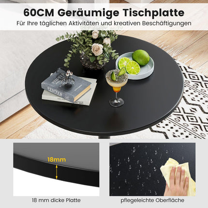 Set masă bistro reglabilă – 2 înălțimi, diametru 60 cm, negru