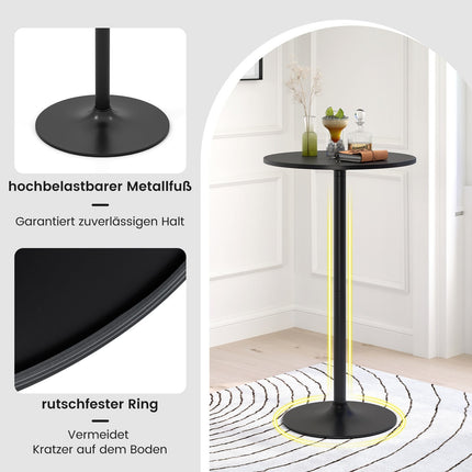 Set masă bistro reglabilă – 2 înălțimi, diametru 60 cm, negru
