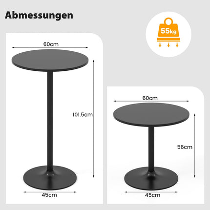 Set masă bistro reglabilă – 2 înălțimi, diametru 60 cm, negru