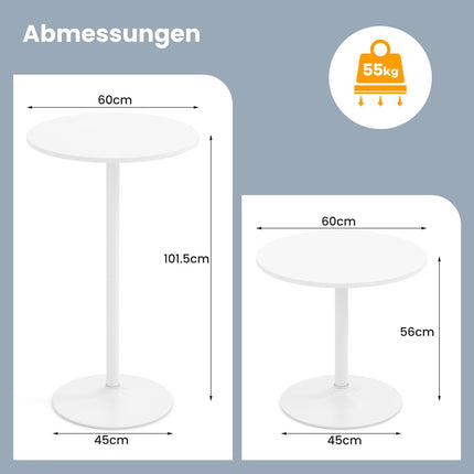 Set masă bistro reglabilă, 2 înălțimi, diametru 60 cm, alb