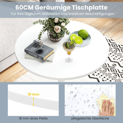 Set masă bistro reglabilă, 2 înălțimi, diametru 60 cm, alb