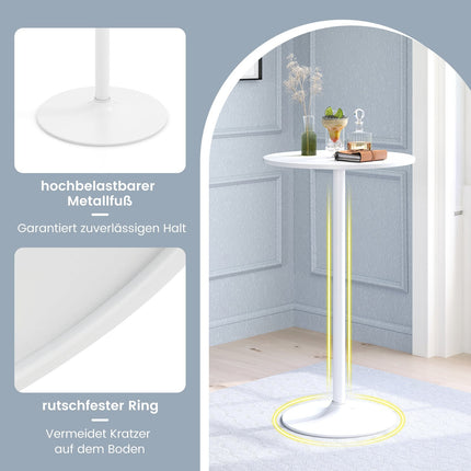 Set masă bistro reglabilă, 2 înălțimi, diametru 60 cm, alb