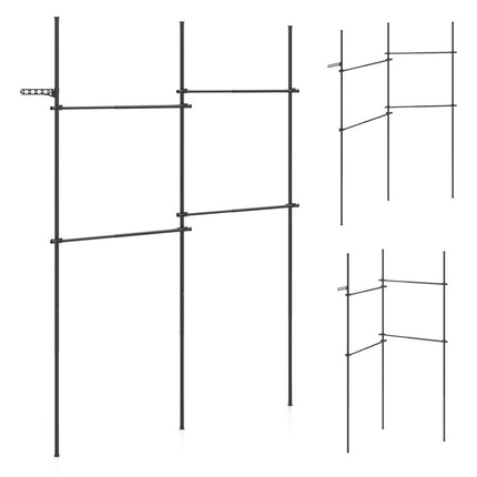 Suport de haine reglabil, negru, cu 4 tije de agățare, 109-311 cm