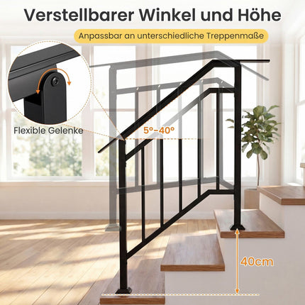 Balustrade exterioare negre reglabile, pachet de 2, metal galvanizat