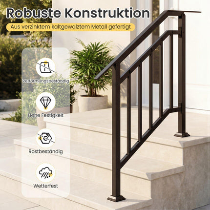 Balustrade exterioare negre reglabile, pachet de 2, metal galvanizat