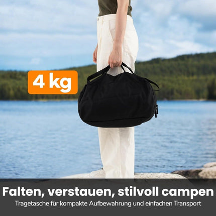 Patut de camping reglabil cu depozitare, 193x70 cm, capacitate 150 kg