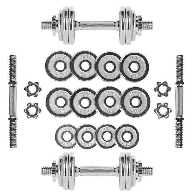 Adjustable Chrome Dumbbells with Case, 15kg