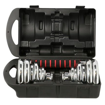 Haltere reglabile cromate cu carcasă, set de 20 kg