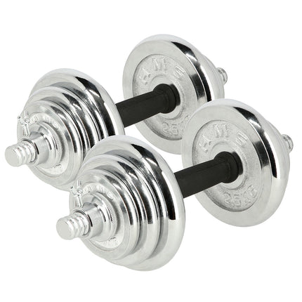 Haltere reglabile cromate cu carcasă, set de 20 kg