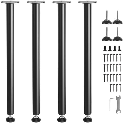 Adjustable Desk Legs 30 Inch, Steel Set of 4, Black