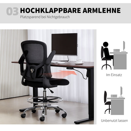 Scaun de desen reglabil cu suport lombar – Negru
