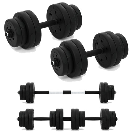 Set gantere reglabile cu conector pentru haltere, 30 kg
