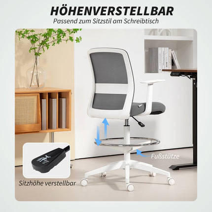 Scaun de birou cu plasă ergonomică reglabil cu suport pentru picioare