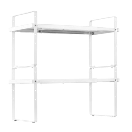 Adjustable Expandable 2-Tier Cabinet Shelf Organizer, White