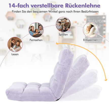 Scaun de podea reglabil – violet, 14 poziții, pliabil