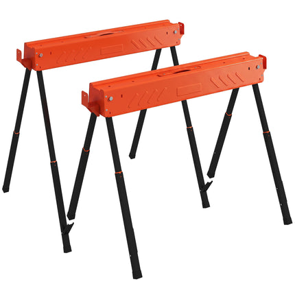 Capre de ferăstrău pliabile reglabile, metalice, capacitate 250 kg, set de 2