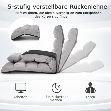 Scaun rabatabil gri reglabil - 175 x 55 x 20 cm, 5 pozitii