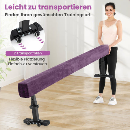 Grindă de gimnastică reglabilă, 226 cm, 3 înălțimi, violet