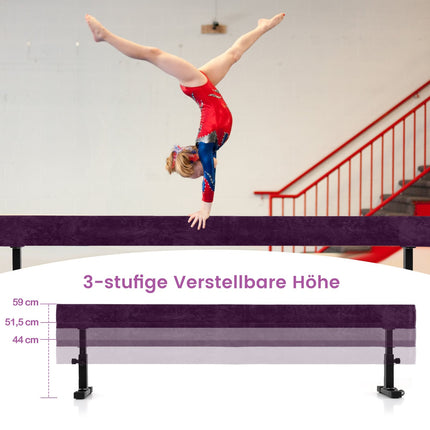 Grindă de gimnastică reglabilă, 226 cm, 3 înălțimi, violet