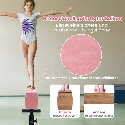 Grindă de gimnastică reglabilă, 226 cm, roz, 3 înălțimi