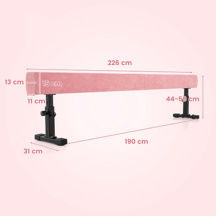 Grindă de gimnastică reglabilă, 226 cm, roz, 3 înălțimi