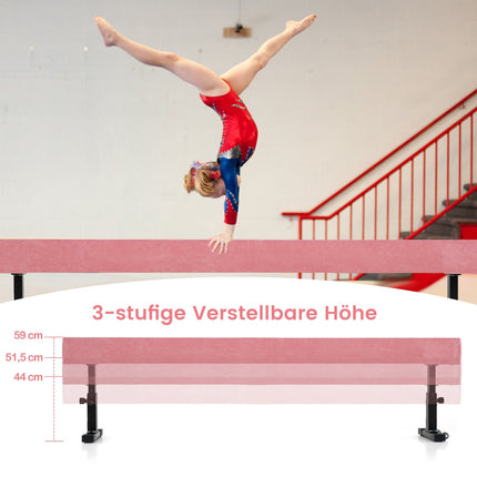 Grindă de gimnastică reglabilă, 226 cm, roz, 3 înălțimi