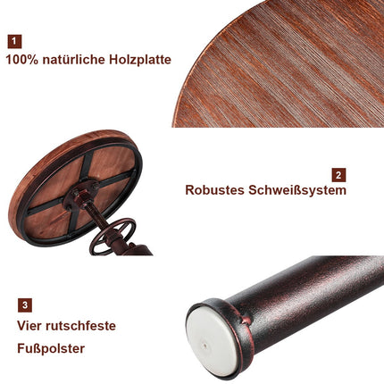 Scaun de bar reglabil pe inaltime, lemn de pin si fier, 59,5-75 cm