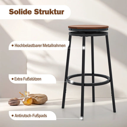 Scaune de bar cu înălțime reglabilă, set de 2 – pivotante la 360 de grade