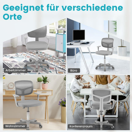 Scaun de birou reglabil pentru copii, pivotant la 360 de grade, ergonomic, gri