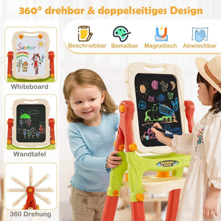 Șevalet reglabil pentru copii cu tablă albă și cretă